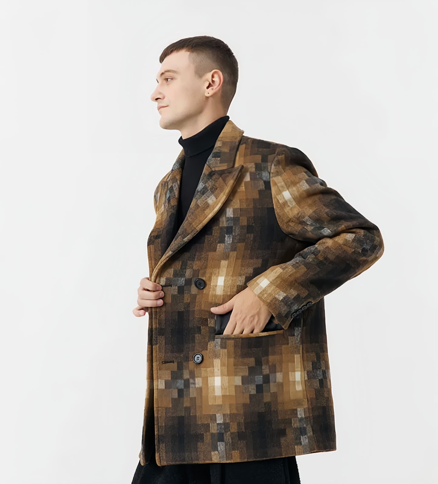 Original Design Retro Plaid Cashmere Blazer