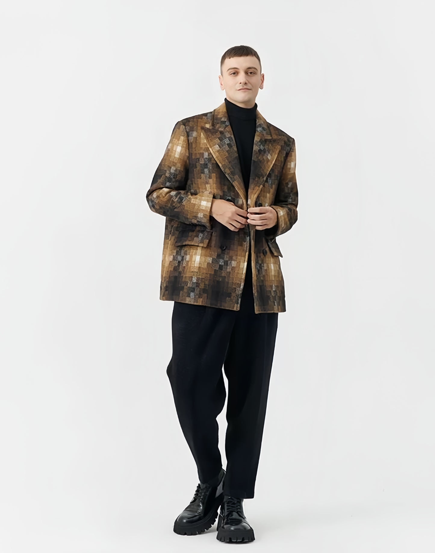 Original Design Retro Plaid Cashmere Blazer